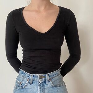 Wet seal black suede bodysuit